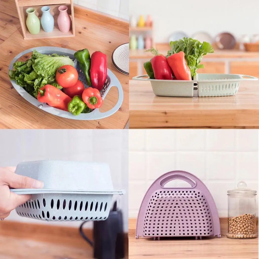 Прочная Складная домашняя кухонная корзина для слива Многофункциональная