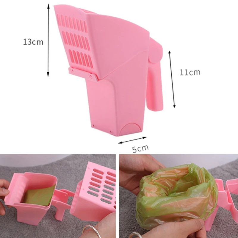 

Pet Dog Cat Litter Scooper Self-contained Trash Can Plastic Cat Litter Scoop With A Roll of Garbage Bags Pet Cleaning Tool Set