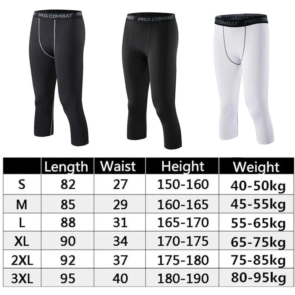 Men's Sports 3/4 Cropped Pants Running Leggings Mens Joggers Elastic Compressions Sweatpant Football Basketball Trousers images - 6