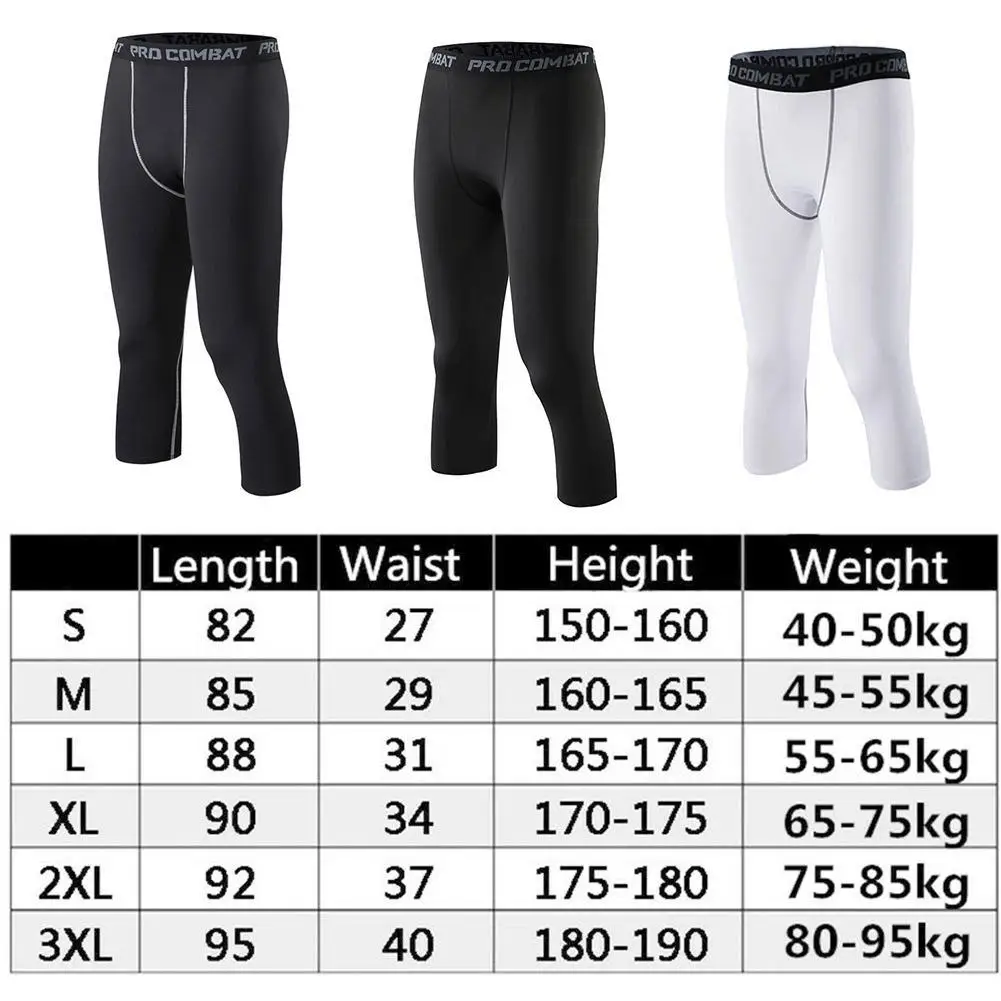 Men's Sports 3/4 Cropped Pants Running Leggings Mens Joggers Elastic Compressions Sweatpant Football Basketball Trousers | Спорт и
