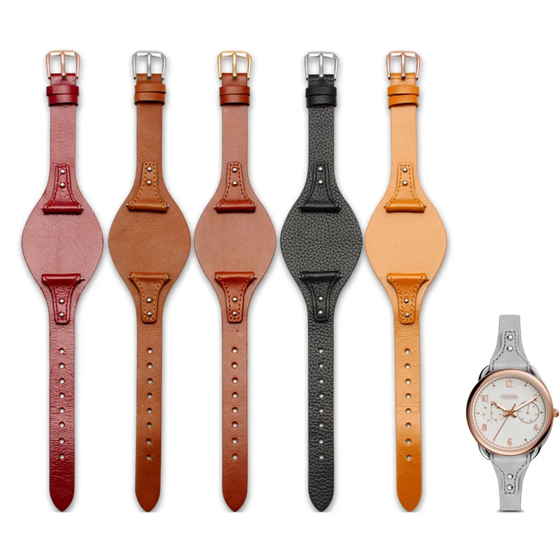 

First Layer Calfskin Watch Strap for Fossil ES4113 ES3625 ES3616 ES3838 ES4114 Women's Series 18mm Genuine Leather Watchband