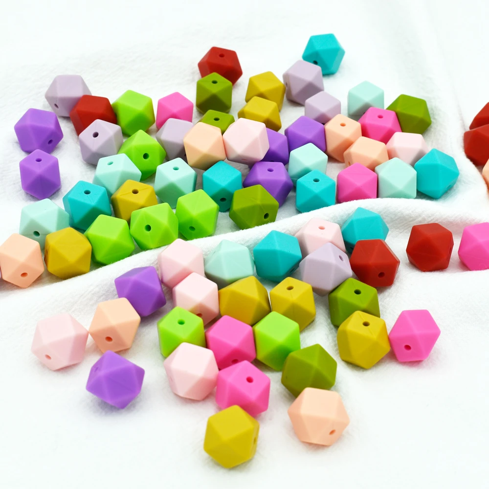 

20pcs 14mm Silicone Beads Hexagon Bpa Free Silicone Teether Diy Teething Toy Baby Chewable Accessories Baby Teether