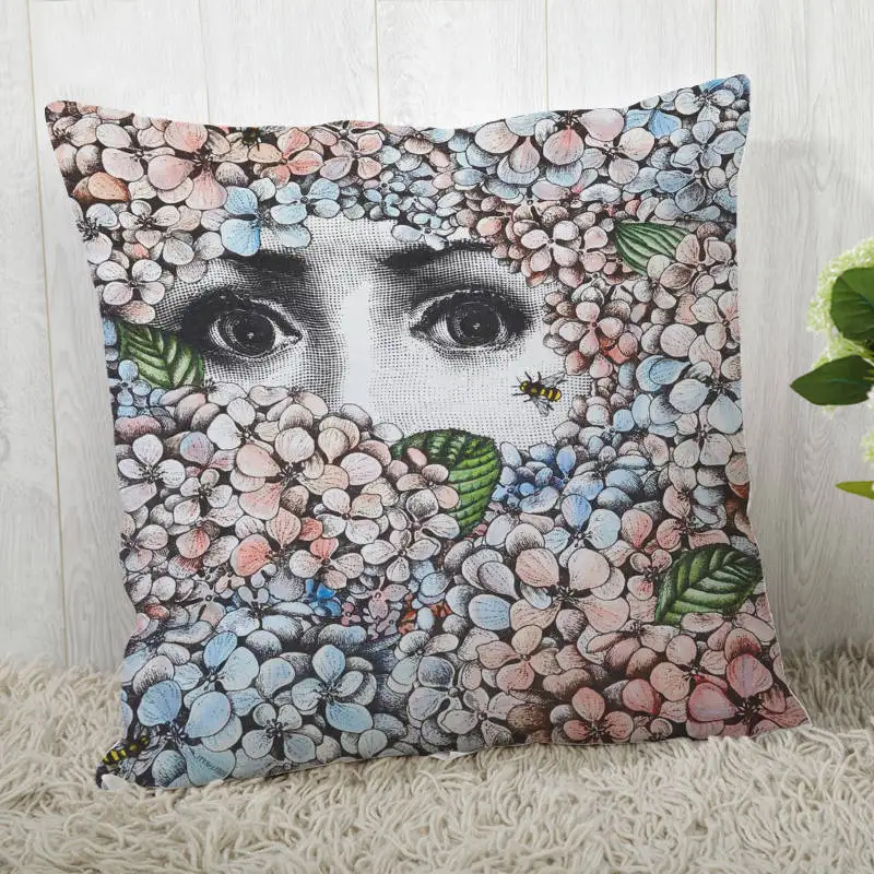 2 Наволочки на заказ итальянские-Fornasetti-серия Art Woman Face квадратная Наволочка на молнии наволочка 40*40 см, 45*45 см(одна сторона - Цвет: 2