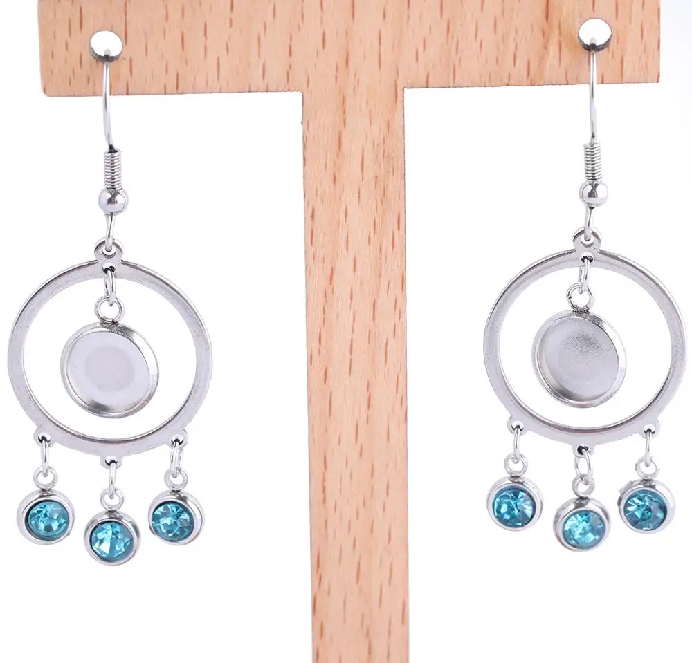 6 шт 8 мм нержавеющая сталь синий Красные кристаллы стразы основа для кабошона