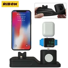 4 In 1 Desktop Apple Watch Pencil Stand For AirPods 1/2 Phone For IPhone 12 Pro Max 11 XS Charge Dock Station Silicone Holder