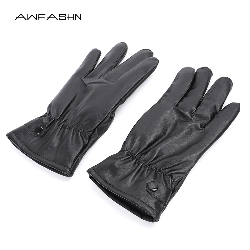 Новинка 2019 женские зимние модные кожаные перчатки одноцветные ветрозащитные для