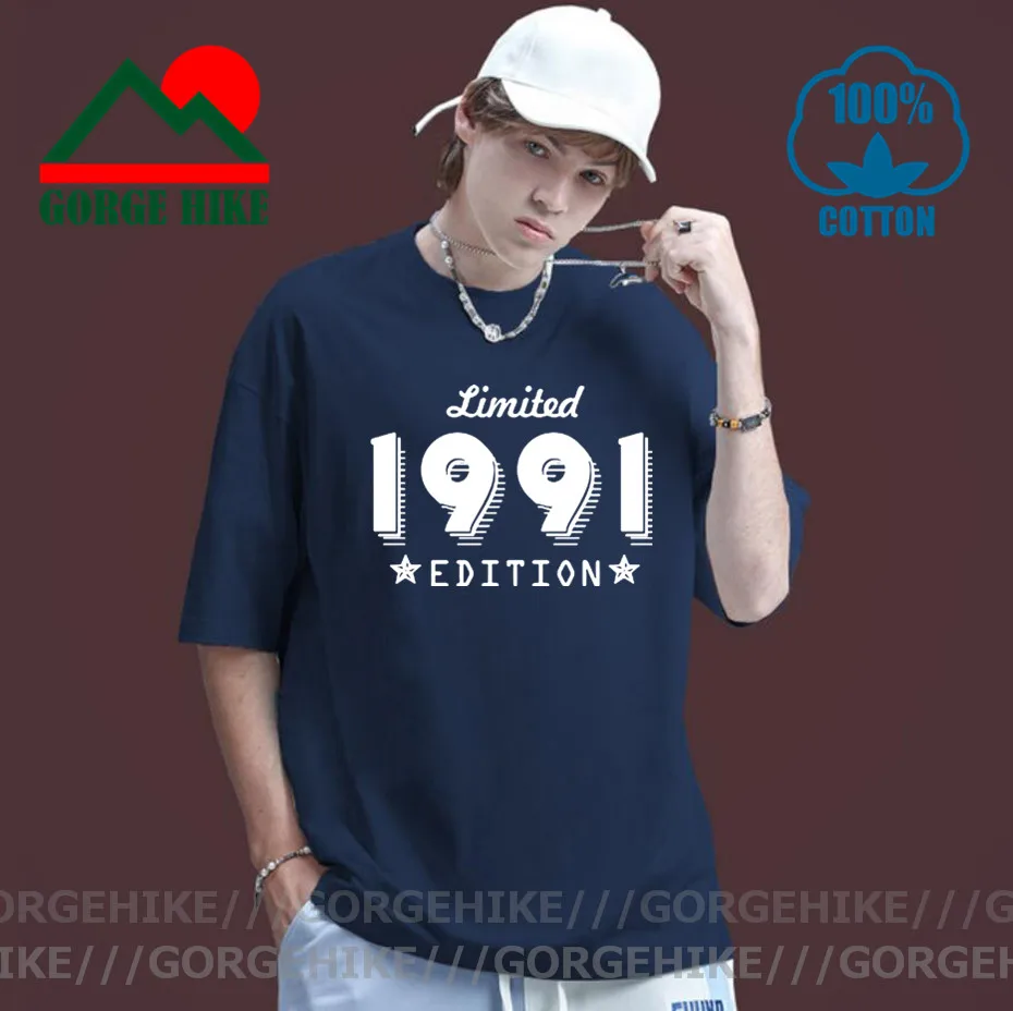 

GorgeHike Funny Summer 90's Limited Edition 1991 T Shirt Men Funny Birthday Short Sleeve O Neck Cotton Man Made In 1991 T-shirt