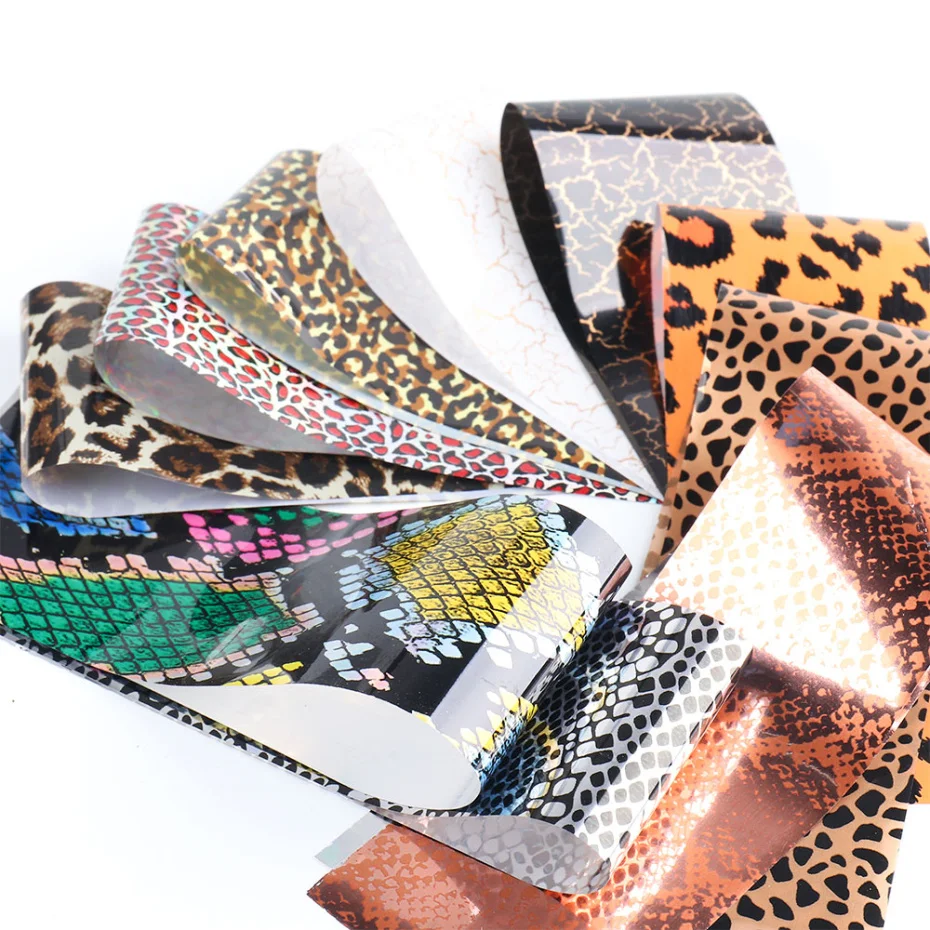 1 упаковка леопардовая расцветка для ногтей фольга змеиная кожа блестящая