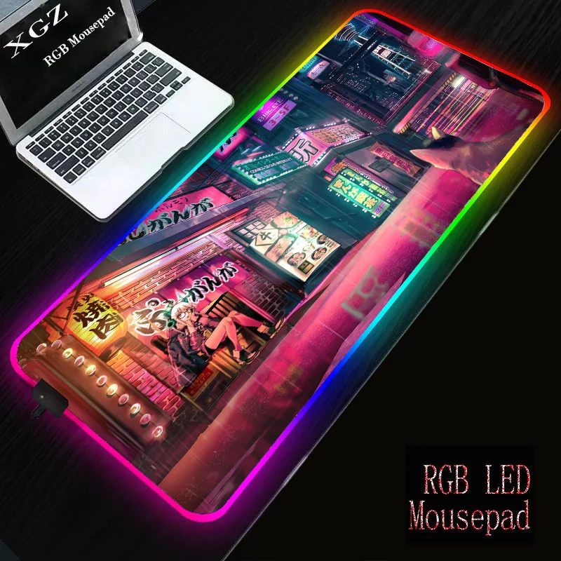 

XGZ Anime LED Light RGB Mausepad Keyboard Cover Desk-mat Colorful Surface Edge Mouse Pad Waterproof Computer Mats Gamer CS Dota