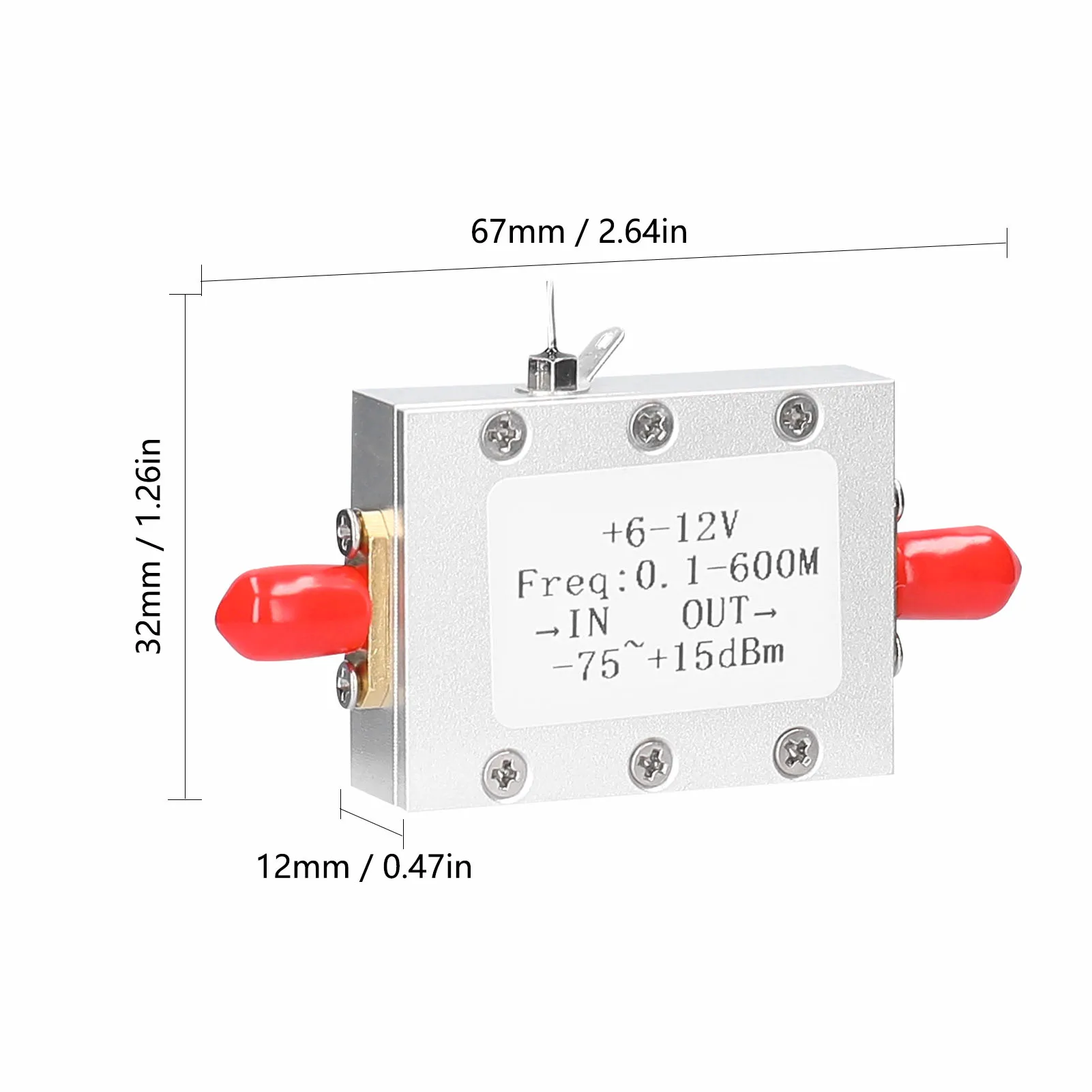 

6-12V 0.1-600M -75~+15dBm Power Meter Logarithmic Detection AD8307 Module
