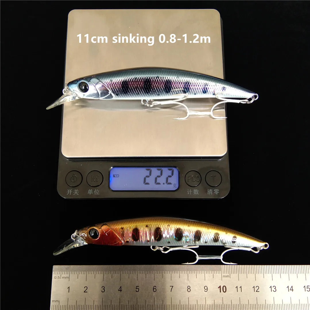 

TSURINOYA 9pcs DW77 110mm 22g Sinking Minnow Saltwater Fishing Lure Large Trout Pike Seabass River Lake Hard Baits Jerkbait