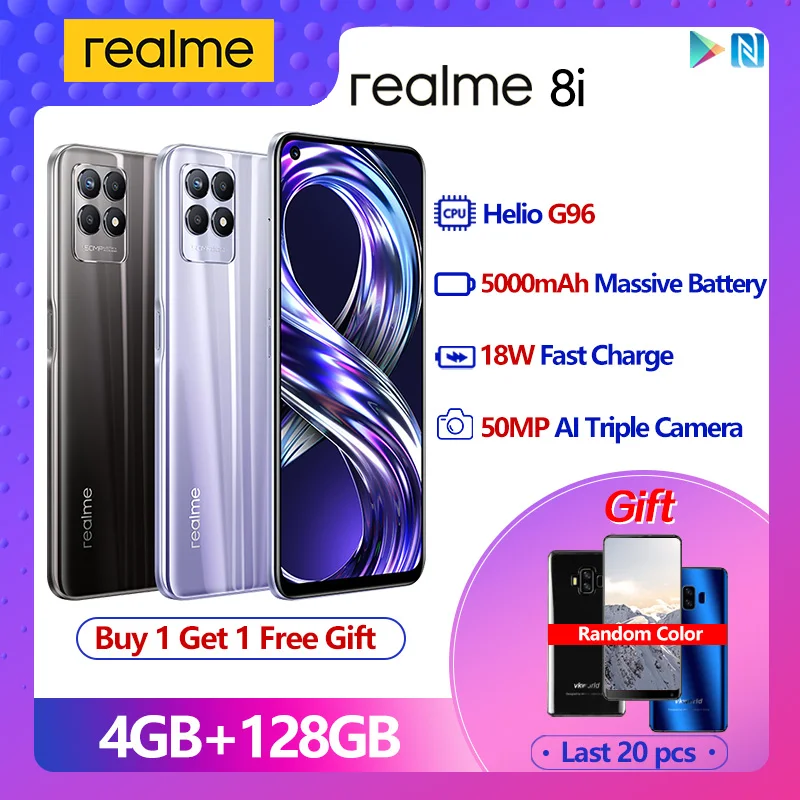 

Смартфон realme 8i, 4 + 128 ГБ, 8-ядерный, 6,6 дюйма, FHD +, 120 Гц, 50 МП