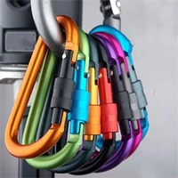 125pcs dia 8mm colorful aluminium alloy carabiner multi function tool mountaineering buckle with lock camping hook