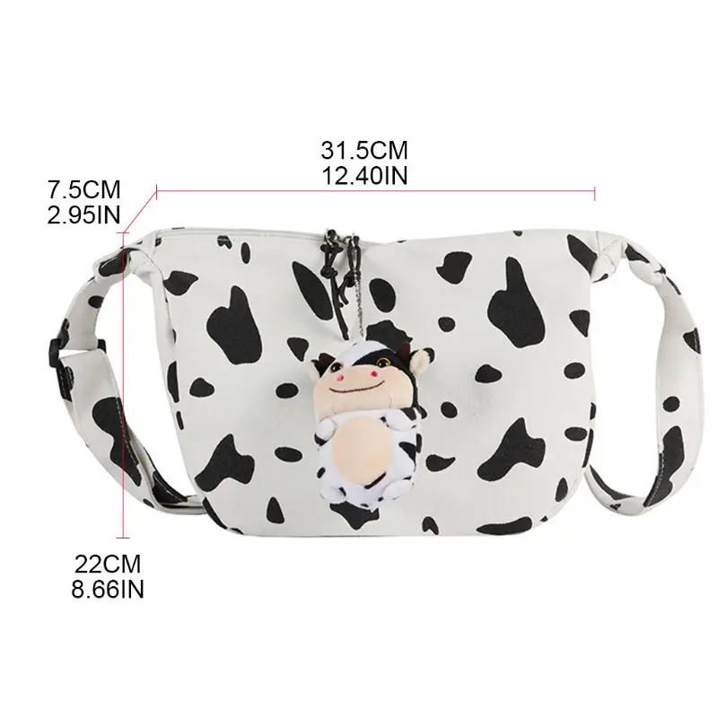 

Women Girl Cartoon Cow Print Shoulder Crossbody Bag Canvas Satchel Messenger Tote Phone Purse High Quality and Brand New