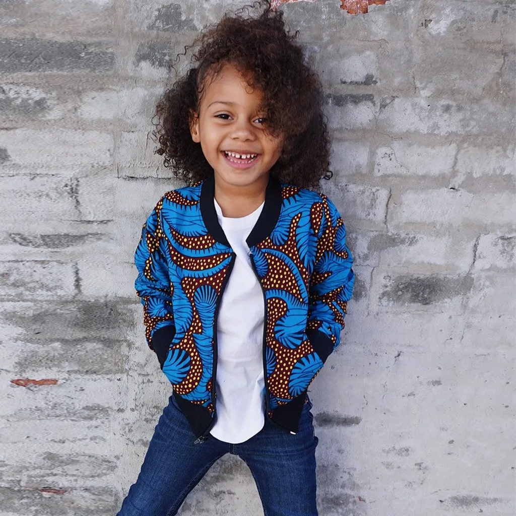 Детская куртка на молнии с длинными рукавами и принтом Осенняя ветрозащитная