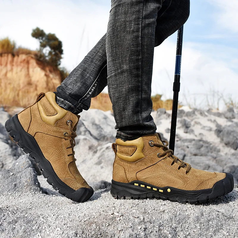 Мужские повседневные Ботинки Ботильоны на молнии удобная рабочая обувь для