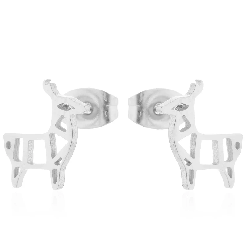 Hfarich милые стальные цветные серьги для пирсинга оленя оригами из нержавеющей