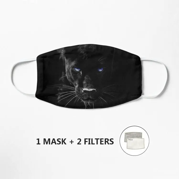 

Черная маска Пантеры уличная моющаяся многоразовая маска для лица Регулируемые дышащие маски