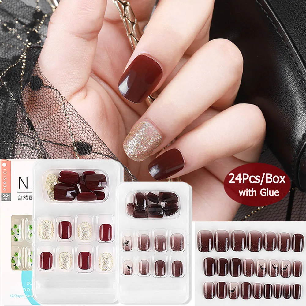 

24pcs/Set Detachable Long Coffin Fake Nails European Rainbow Ballerina Full Nail Art Tips Colorful Beauty Artificial False Nails
