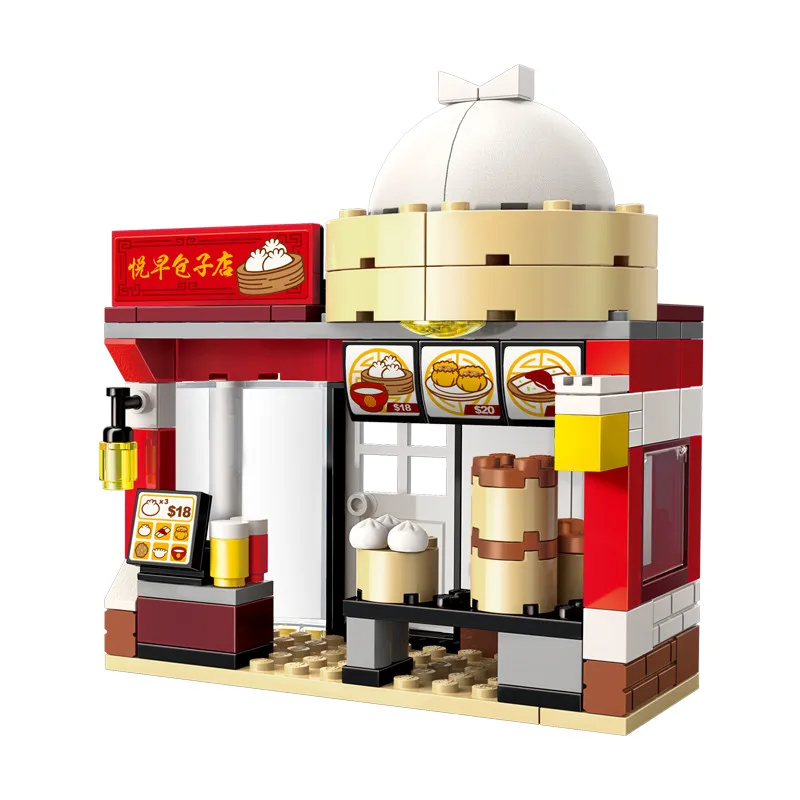 

Enlighten Building Block Colorful City Gloden Baozi Shop 2 Figures 122pcs Educational Bricks Toy Boy Christmas birthday Gift