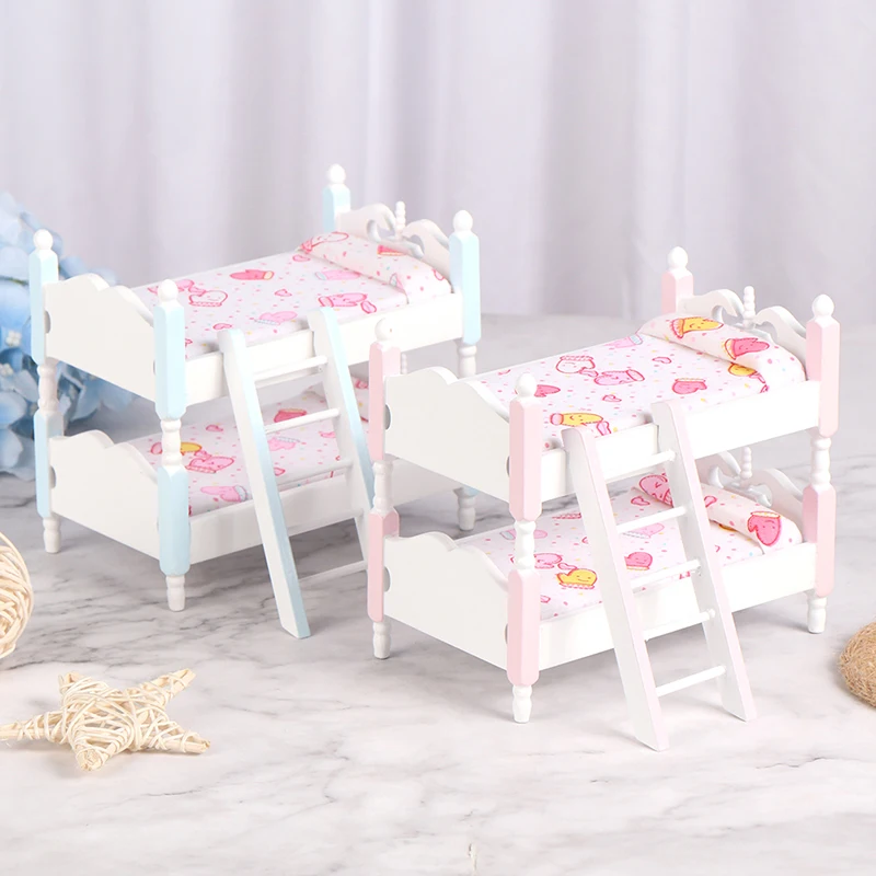 

1:12 Mini Dollhouse Furniture Bed Set Pretend Furniture Toys Doll Accessory Miniature Living Room Kids Pretend Play Toy