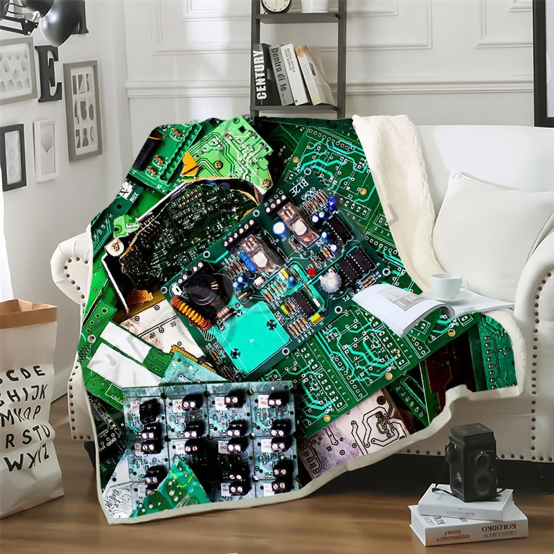 

Fashion Electronic Chip Blanket 3D Print Double Layer Sofa Travel Teens Women Men Bedding Throw Blanket Plush Quilt Blanket