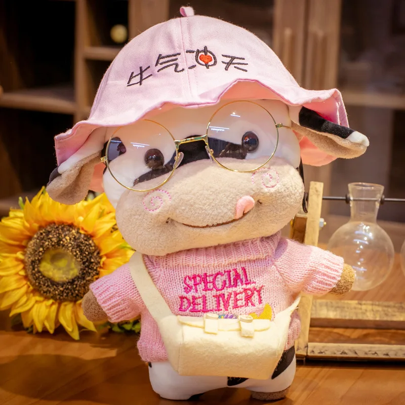 

30cm cute LaLafanfan White Cow plush toy creative stuffed Cow soft doll animal dolls baby toys birthday gift for girl