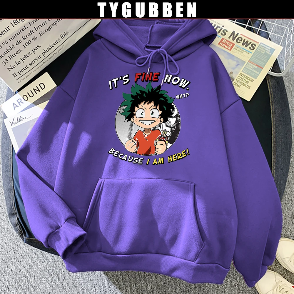 

Лидер продаж 2021, толстовки в японском стиле аниме «Моя геройская Академия» с надписью «It's Fine Now», Женская Эстетическая Толстовка большого ра...