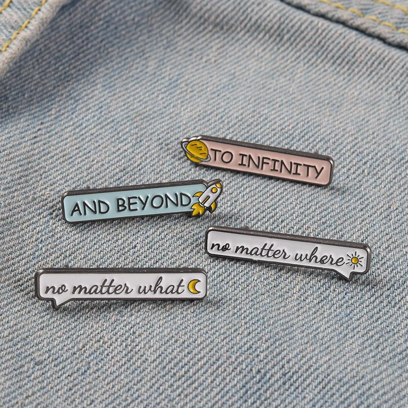 

MIX DESIGNS No Matter What Alphabet Enamel Label Pin Shirt Personality Brooches Backpack Badges WHOLESALE