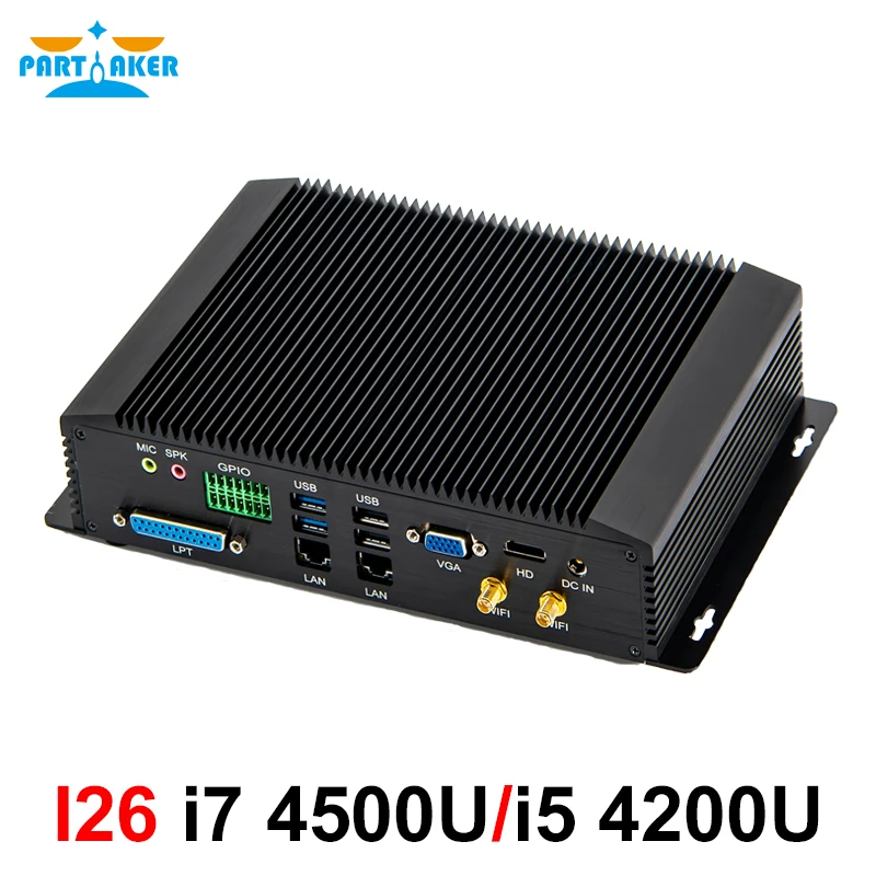 Промышленный мини ПК intel core i5 4200U i7 4500U 4650U с 6COM RS232 RS422 RS485 HDMI VGA GPIO LPT порты для