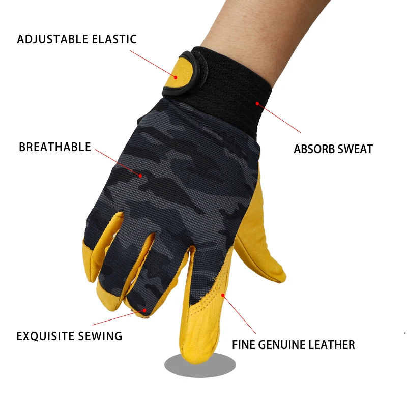 QIANGLEAF воловья кожа верхний слой кожаные рабочие перчатки защитные дышащая ткань