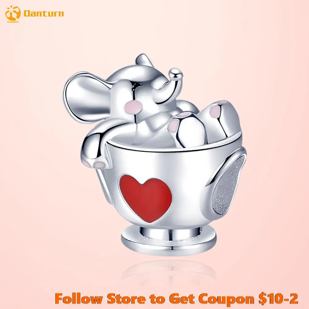 

Hot Sale 100% 925 Sterling Silver Beads Cute Elephant Teacup Charm fit Original Pandora Bracelets Fashion Fine Jewelry Gift