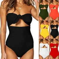 one piece swimsuit women solid color multicolor bikini bow sexy cute lady hot selling swimwear