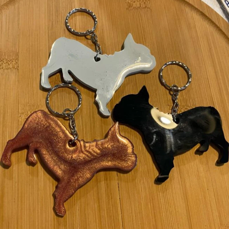 

Shiny Dog Shaped Keychain Epoxy Resin Mold Jewelry Pendants Silicone Mould DIY Crafts Decorations Casting Tools