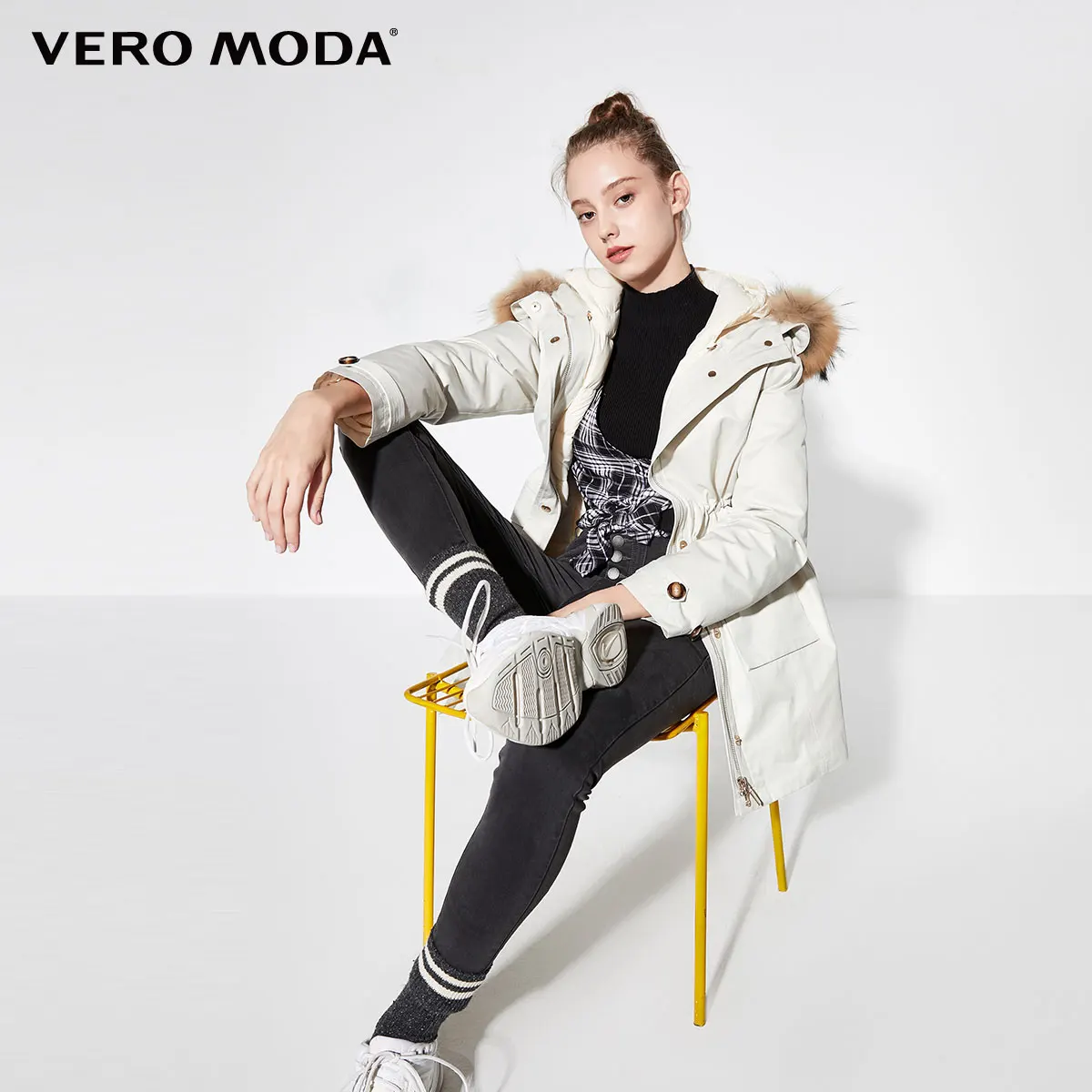 Vero Moda съемный меховая подкладка воротник парки пальто пуховик | 319423517 Женская