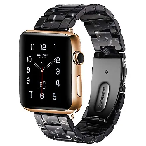 black bloom Ремешок из смолы для Apple watch 44 мм 40 мм iwatch 42 мм 38 мм Пряжка из нержавеющей стали ремешок для часов Браслет Apple watch 5 4 3 21 - Цвет ремешка: black bloom