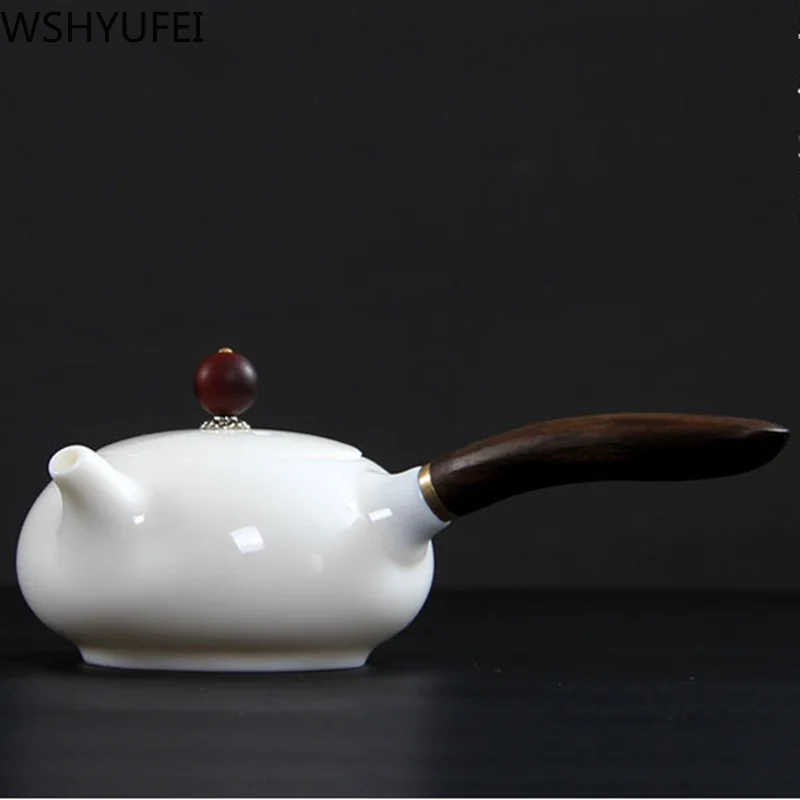 

Чайный сервиз WSHYUFEI, чайный сервиз из белого фарфора с деревянной ручкой, питьевая утварь для дома