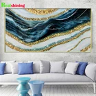 Алмазная живопись, абстрактная голубая золотая линия, настенная живопись, современная абстрактная полноразмерная Алмазная вышивка N2109