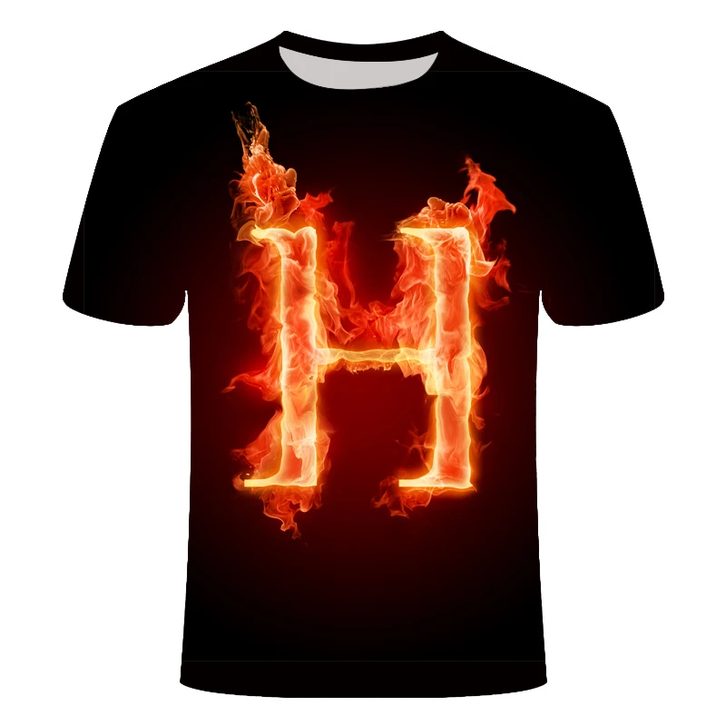Новинка футболка с надписью пламени стерео 3D мужские/wo мужские короткие рукава