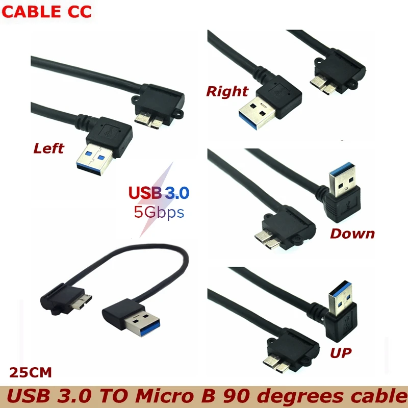 

Кабель для зарядки и передачи данных 90 градусов, USB 3,0, штекер А, штекер Micro B, штекер, адаптер USB 0,25, правый вверх вниз, левый угол, чехол для жест...