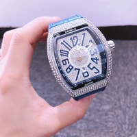 2021 new fashion big dial sports watch diamond men women watch calendar full luxury gold watch rubber strap