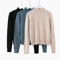 2021 new autumn winter tops pullovers sweaters thick half high collar long sleeve slim fit sweater female solid casual top