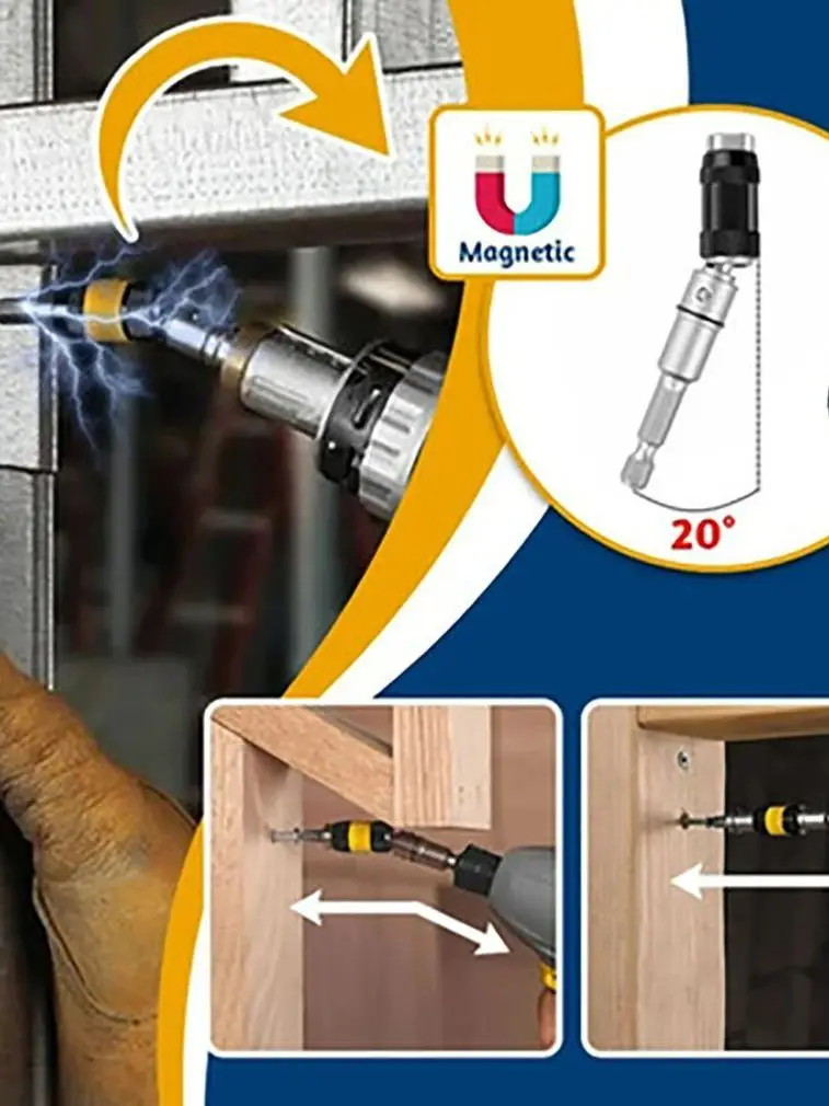 

1/4" Magnetic Screw Drill Tip Holder Adjustable 105 Degree Angle Screwdriver Socket Holder Change Pivot Screwdriver Bit Holder
