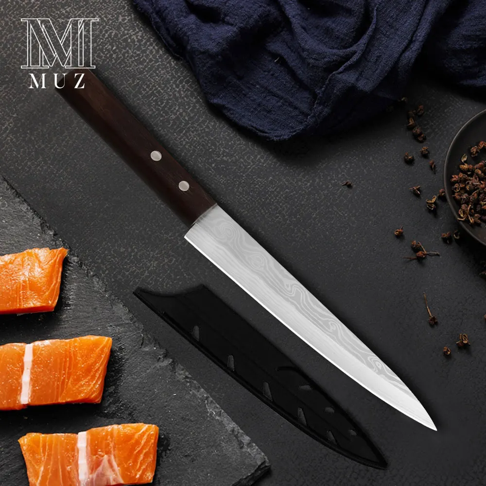 Нержавеющая сталь сашими кухонный нож лазерный дамасский шеф повара японский