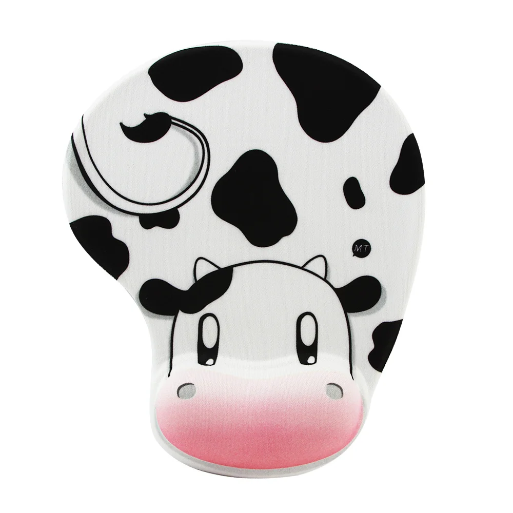 

Cute Milk Cow Mouse Pad with Wrist Rest Ergonomic Mause Pad Wrist-Healthy Cat Printed Mice Pad for Laptop Desktop Office Kids