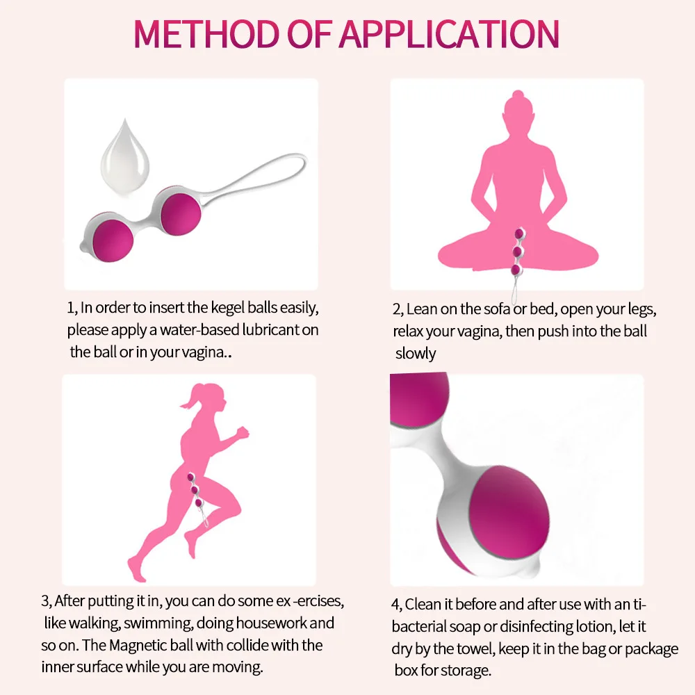 Безопасный силикон смарт Кегеля мяч Бен Ва влагалище затянуть тренажер