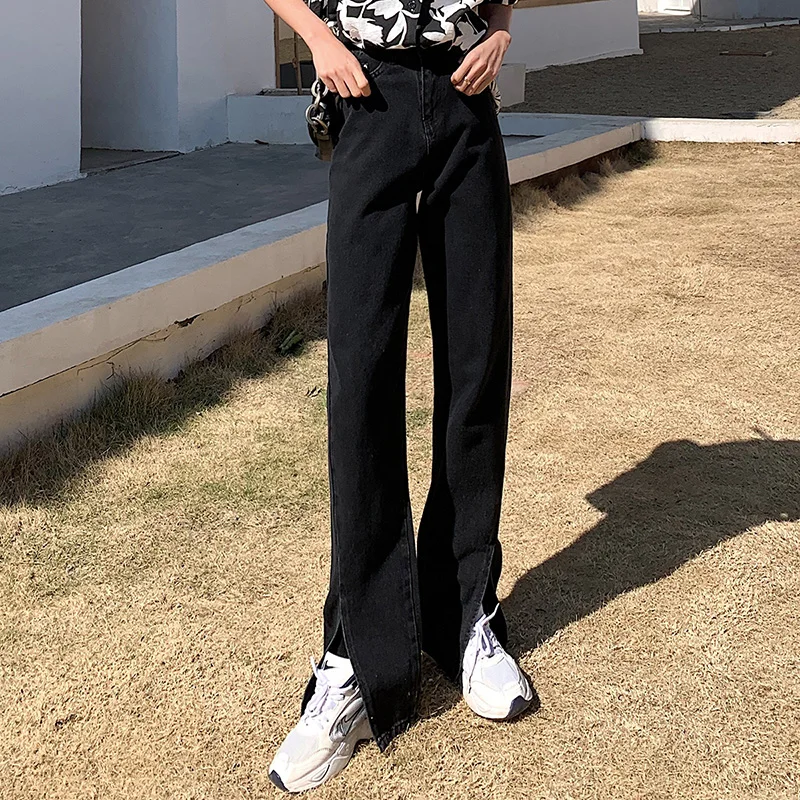 

Flared Jeans Women Denim Trousers High Waist Split Legs Vintage Street Clothing Bell Bottom Fashion Clothes