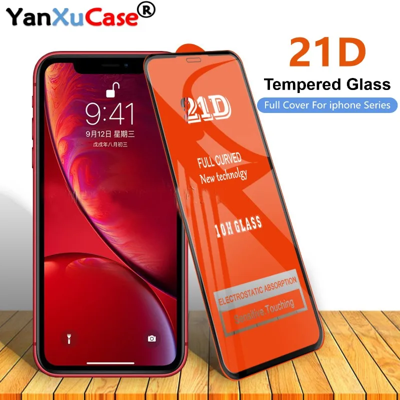 50 шт./лот 21D Защитная пленка для экрана iPhone 12 Mini 11 Pro Max XS X 8 7 6S Plus SE2 полное покрытие