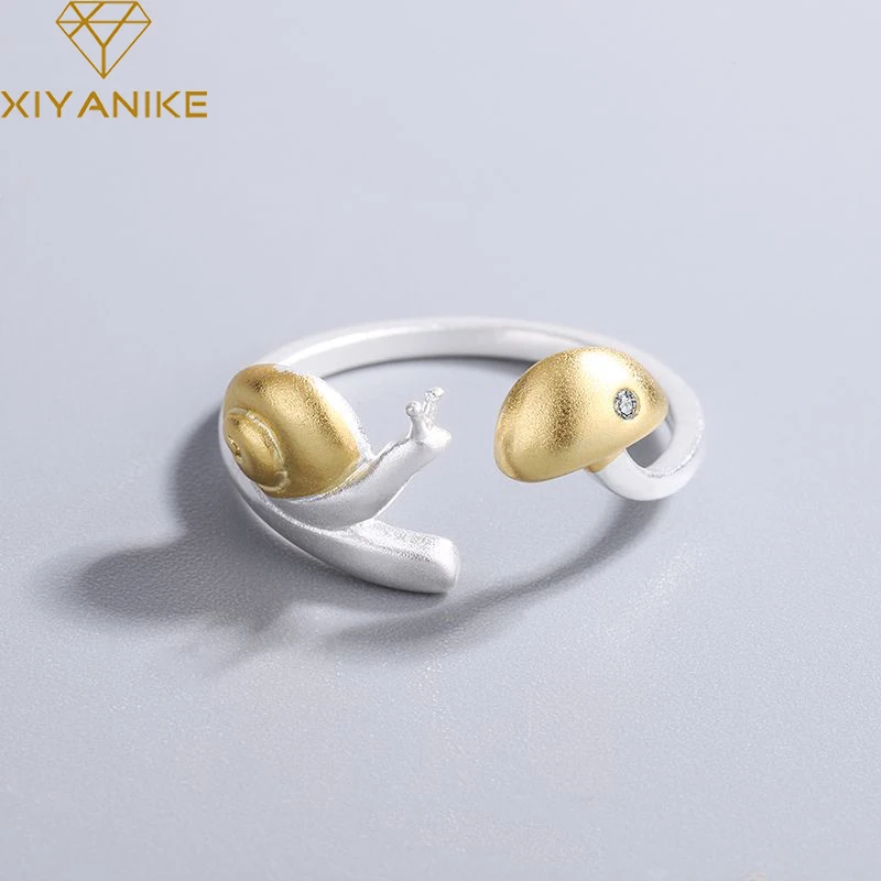 Гладкое серебряное кольцо XIYANIKE с улиткой и грибом для женщин девушек