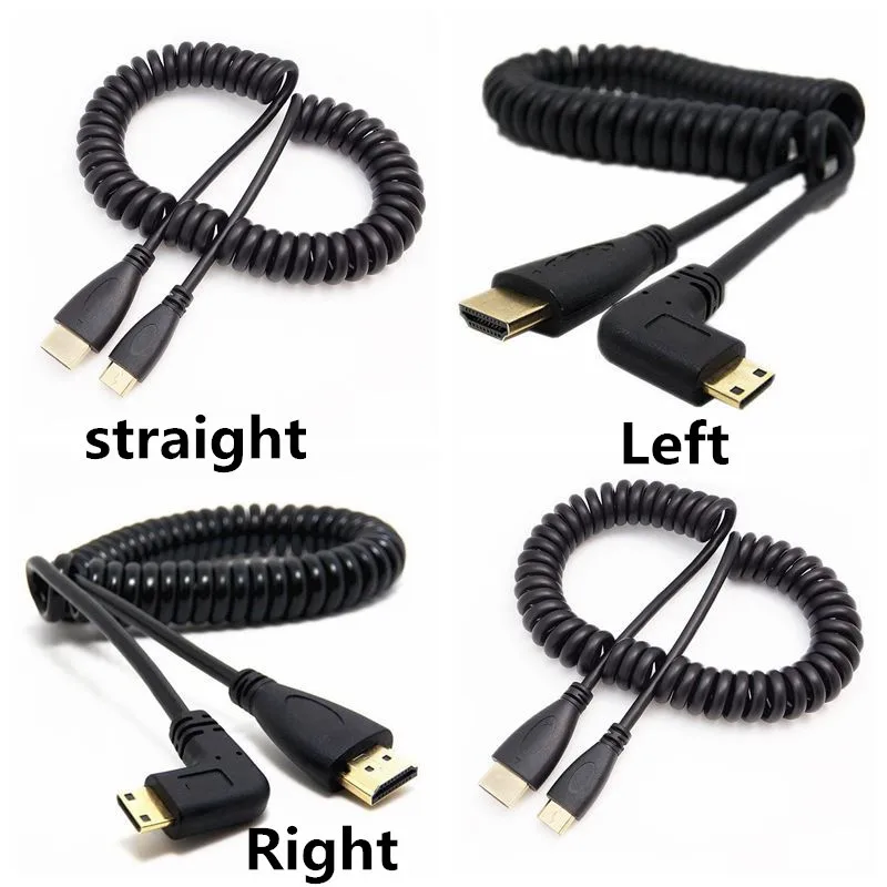 

Spring extension mini HDTV HD-cable 90 degree angled left/right/straight male to maleSpring Curl Flexible Cable